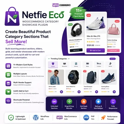 Netfie Eco - Beautiful Category Product Sections for WooCommerce